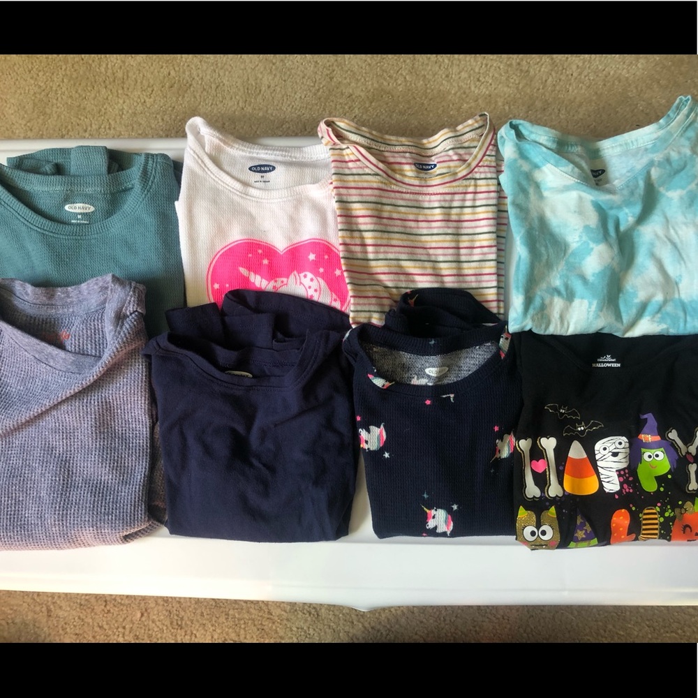 Lot of  8 5T long sleeved girls shirts (Cat and Jack and Old Navy) EUC